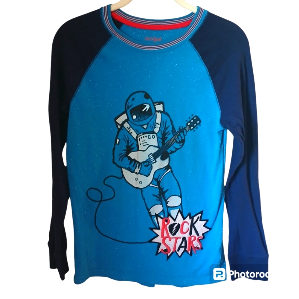 Catv& Jack Boy's Rock Star Astronaut Graphic Long Sleeve Shirt Size 12/14
